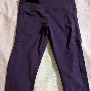 Capri length purple leggings